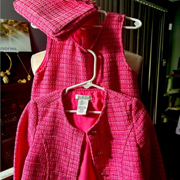 NWOT Rachel Zoe 3 Piece Matching Pink Boucle Dress Ensemble W Jacket Sz 6 - Picture 15 of 16